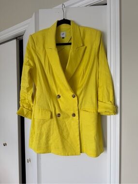 CAbi Bright Yellow Double-Breasted Blazer
